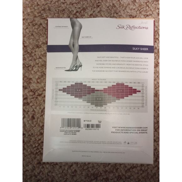 Hanes Silk Reflections Silky Sheer Pantyhoes Size EF Style #718 JET black - Picture 2 of 3